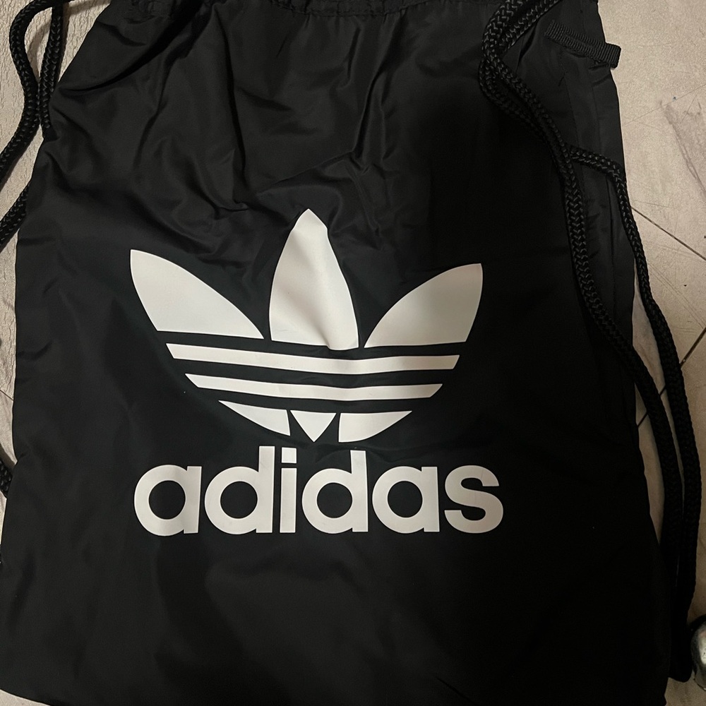 Adidas Black and White Trefoil Drawstring Bag
